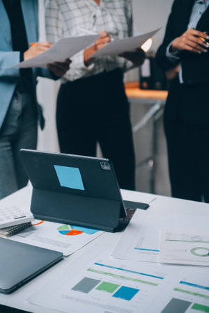 Fund managers team consultation and discuss about analysis Investment stock market at officeの写真素材