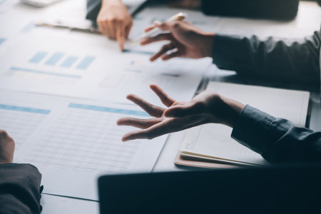 Accountant or banker making calculations Bookkeeper Clerk, Bank Advisor And Auditor. Accounting concept.の写真素材