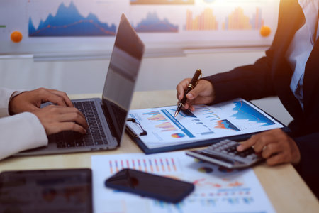 Business Documents, Auditor businesswoman checking searching document legal prepare paperwork or...