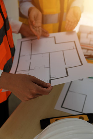 Construction and structure concept of Engineer or architect meeting for project working with partner...