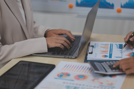 Business Documents, Auditor businesswoman checking searching document legal prepare paperwork or...
