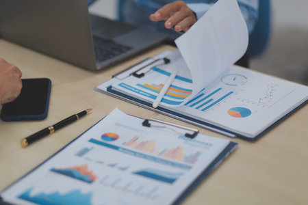 Business Documents, Auditor businesswoman checking searching document legal prepare paperwork or...