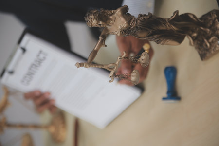 Law theme, gavel or mallet of the judge, lawyer enforcement officers, evidence-based cases taken into account in the court abount business, legislation.の写真素材