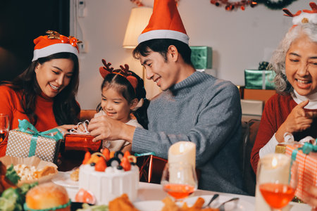 Christmas family portrait - Happy family together in Christmas
