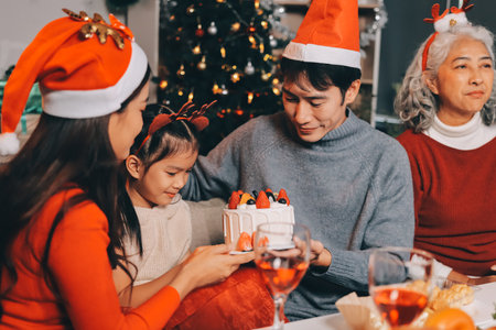 Christmas family portrait - Happy family together in Christmasの写真素材