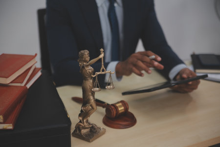 Law theme, gavel or mallet of the judge, lawyer enforcement officers, evidence-based cases taken into account in the court abount business, legislation.の写真素材