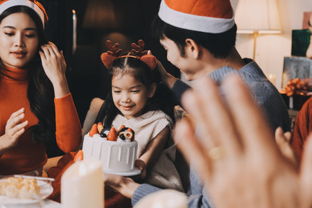 Christmas family portrait - Happy family together in Christmasの写真素材