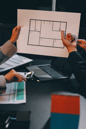 Close up Business people or Real Estate agent explain signing agreement for sale house to client. Property, Insurance, Broker concept.の写真素材