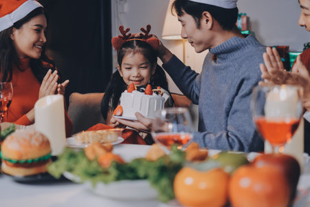 Christmas family portrait - Happy family together in Christmasの写真素材