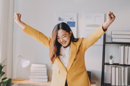 Portrait of confident asian business women in the officeの写真素材