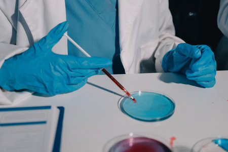 Researchers working in the clinical laboratoryの写真素材