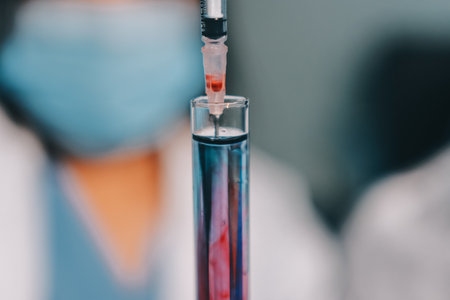 Researchers working in the clinical laboratoryの写真素材