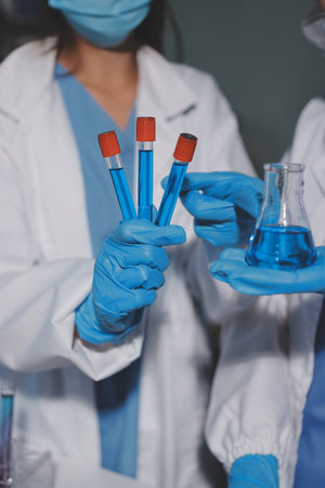 Researchers working in the clinical laboratoryの写真素材