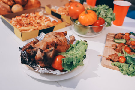 Happy young friends group having lunch at home. Asia family party eating pizza food and laughing...