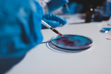 Researchers working in the clinical laboratoryの写真素材