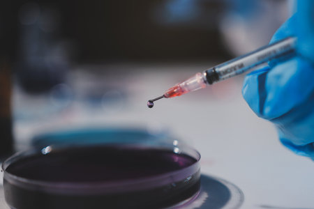 Researchers working in the clinical laboratoryの写真素材