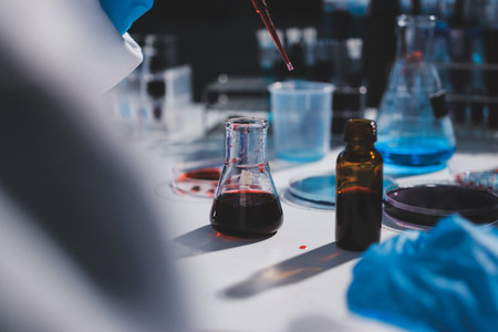 Researchers working in the clinical laboratoryの写真素材