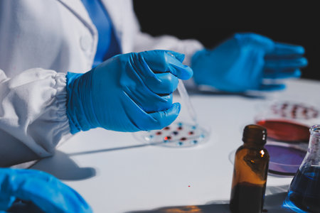 Researchers working in the clinical laboratoryの写真素材