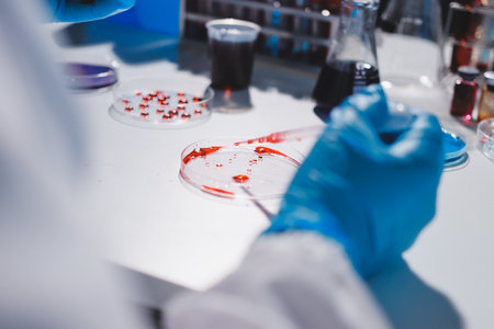 Researchers working in the clinical laboratoryの写真素材