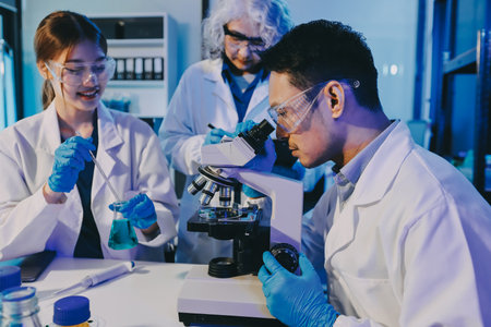 Chemists in a lab testing and analyzing formulas for quality and effectiveness.