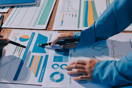 Business analyze,Close up Business people meeting to discuss the situation on the market. Business...