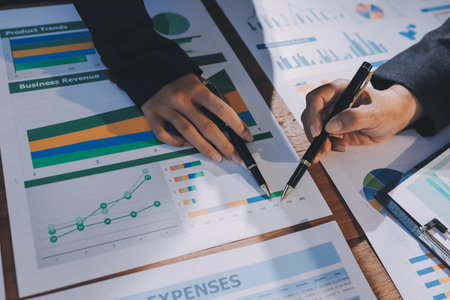 Business analyze,Close up Business people meeting to discuss the situation on the market. Business...