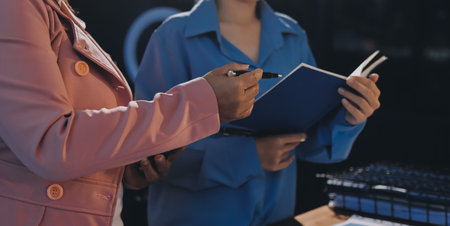 Business analyze,Close up Business people meeting to discuss the situation on the market. Business Financial Conceptの写真素材