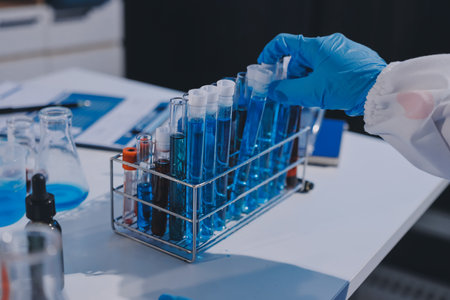 Researcher using a professional microscope
