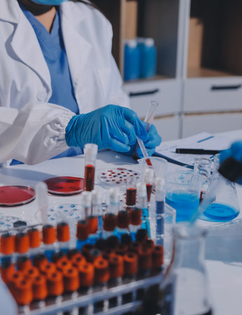 Researcher using a professional microscope