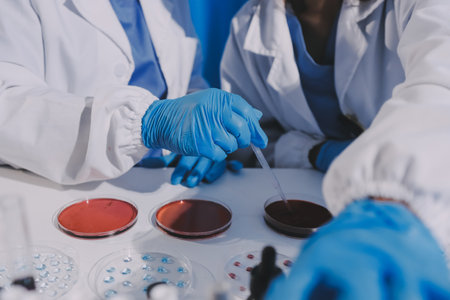 Researcher using a professional microscope