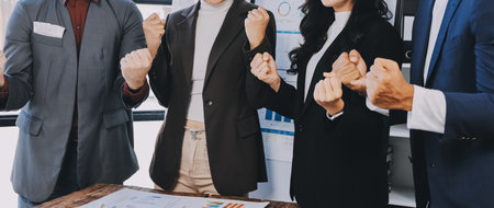 Business handshake for teamwork of business merger and acquisition,successful negotiate,hand shake,two businessman shake hand with partner to celebration partnership and business deal conceptの写真素材