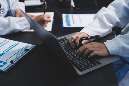 Team of professional doctors having meeting in officeの写真素材