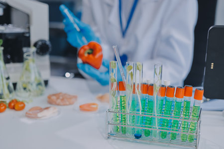 Chemical Laboratory of the Food supply . Food in laboratoryの写真素材