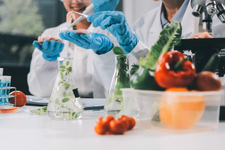 Chemical Laboratory of the Food supply. Food in laboratory.の写真素材