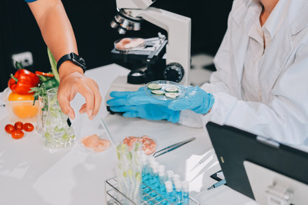 Chemical Laboratory of the Food supply . Food in laboratoryの写真素材