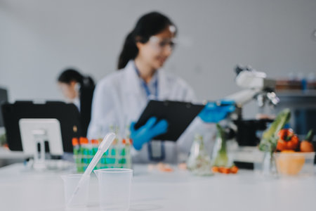 Chemical Laboratory of the Food supply. Food in laboratory.の写真素材