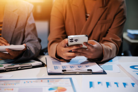 Business conference, marketing research, sales strategy analysis for business growth. and investment planning consulting. Accounting finance concept.の写真素材