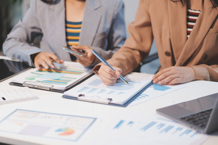 Business conference, marketing research, sales strategy analysis for business growth. and investment planning consulting. Accounting finance concept.の写真素材