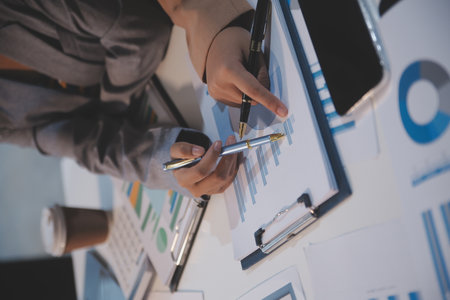 Business conference, marketing research, sales strategy analysis for business growth. and investment planning consulting. Accounting finance concept.の写真素材