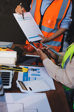 Engineers are helping to design work on blueprints and collaborate on structural analyzing of...