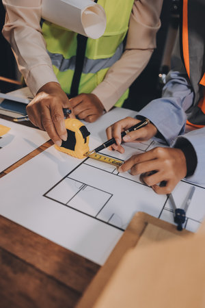 Engineers are helping to design work on blueprints and collaborate on structural analyzing of...