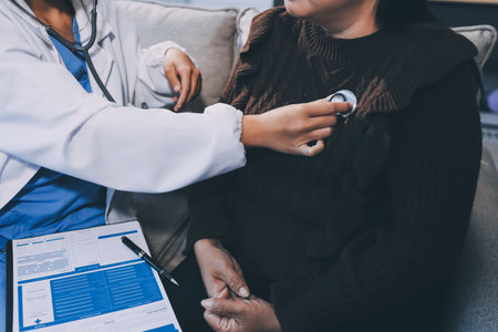 Doctor Auscultating A Senior Patient