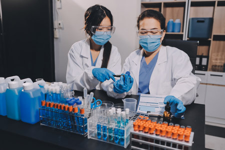 scientist working at the laboratoryの写真素材