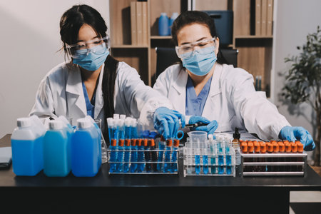 scientist working at the laboratoryの写真素材