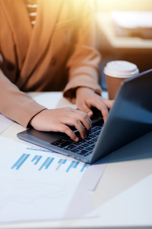 Business conference, marketing research, sales strategy analysis for business growth. and investment planning consulting. Accounting finance concept.の写真素材