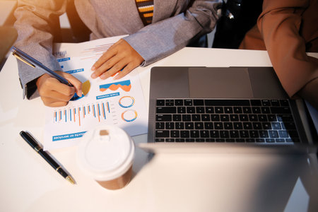 Business conference, marketing research, sales strategy analysis for business growth. and investment...
