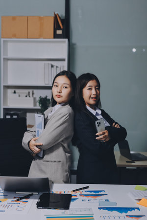 Accounting company provide finance and taxation planning for profitable cash flow, Auditor and accountant team working in office, analyze financial data and accounting record with calculator.Insightの写真素材