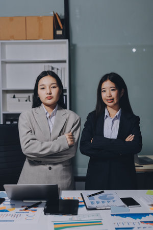 Accounting company provide finance and taxation planning for profitable cash flow, Auditor and accountant team working in office, analyze financial data and accounting record with calculator.Insightの写真素材