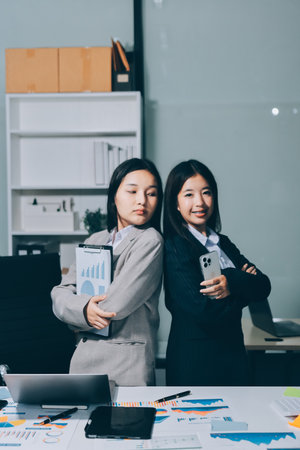 Accounting company provide finance and taxation planning for profitable cash flow, Auditor and accountant team working in office, analyze financial data and accounting record with calculator.Insightの写真素材