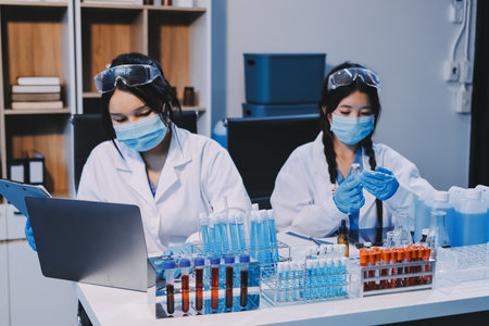 Modern Empty Science Laboratory With Microscopes, Test Tubes And Other Laboratory Equipments